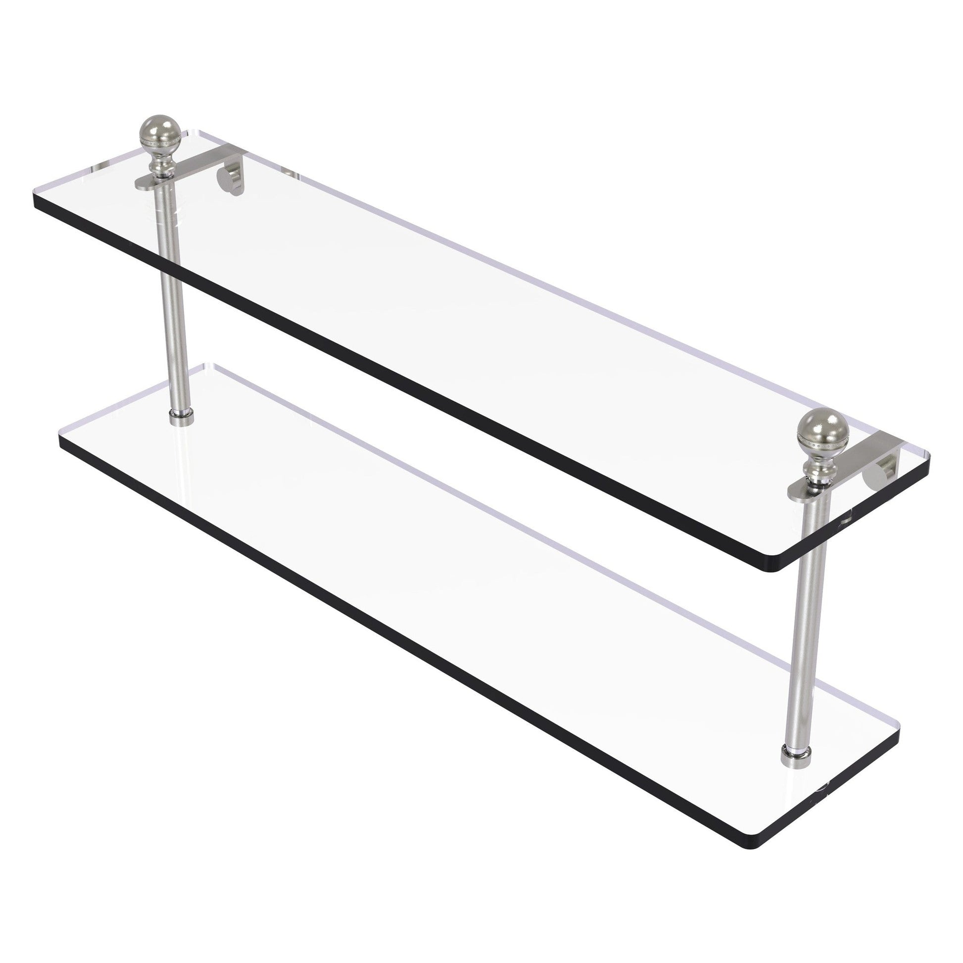 Allied Brass Mambo 22" x 5" Satin Nickel Solid Brass Two-Tiered Glass Shelf