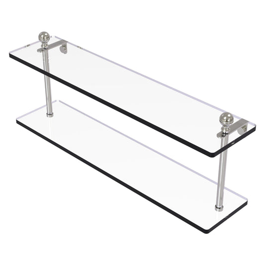Allied Brass Mambo 22" x 5" Satin Nickel Solid Brass Two-Tiered Glass Shelf