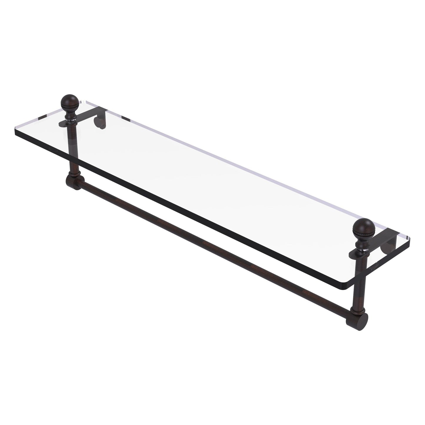 Allied Brass Mambo 22" x 5" Venetian Bronze Solid Brass Glass Vanity Shelf With Integrated Towel Bar