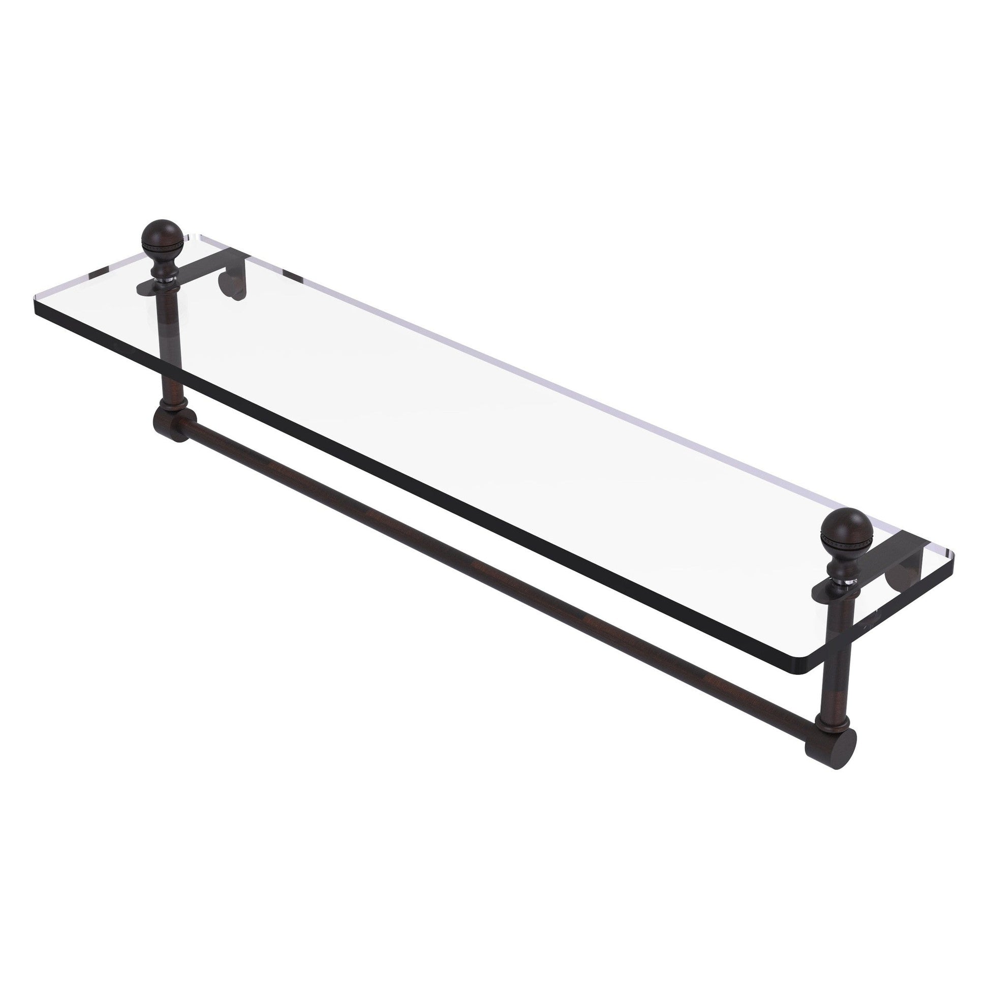 Allied Brass Mambo 22" x 5" Venetian Bronze Solid Brass Glass Vanity Shelf With Integrated Towel Bar