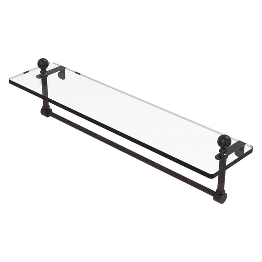 Allied Brass Mambo 22" x 5" Venetian Bronze Solid Brass Glass Vanity Shelf With Integrated Towel Bar