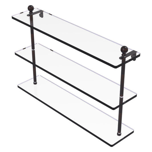 Allied Brass Mambo 22" x 5" Venetian Bronze Solid Brass Triple Tiered Glass Shelf
