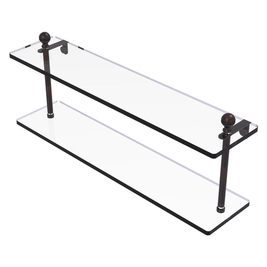 Allied Brass Mambo 22" x 5" Venetian Bronze Solid Brass Two-Tiered Glass Shelf