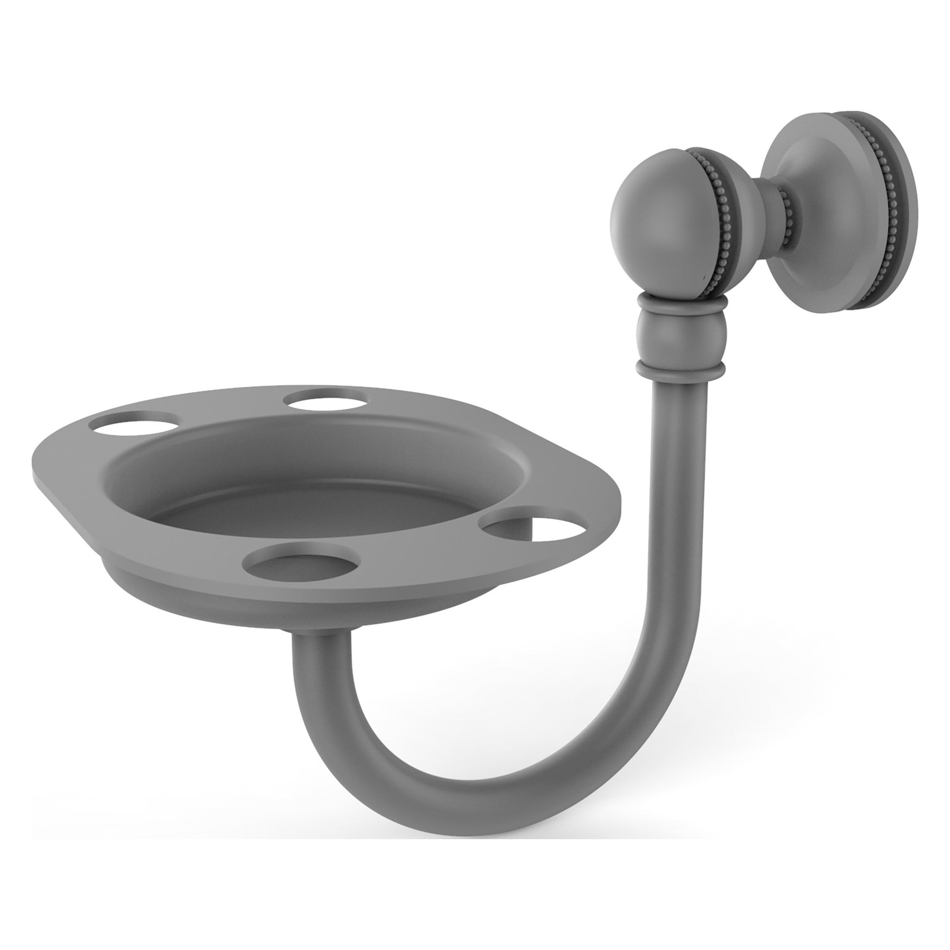 Allied Brass Mambo 4.5" x 3.5" Matte Gray Solid Brass Tumbler and Toothbrush Holder