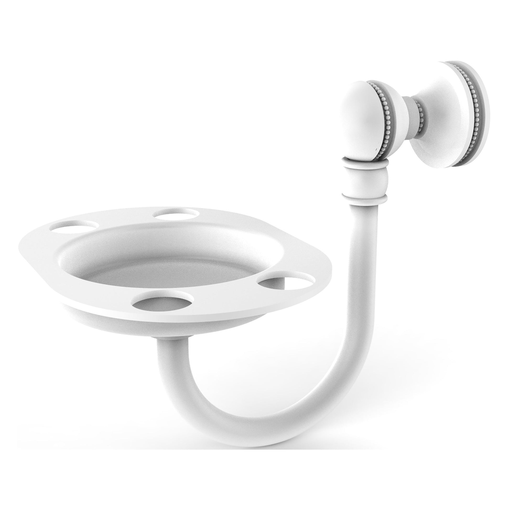 Allied Brass Mambo 4.5" x 3.5" Matte White Solid Brass Tumbler and Toothbrush Holder