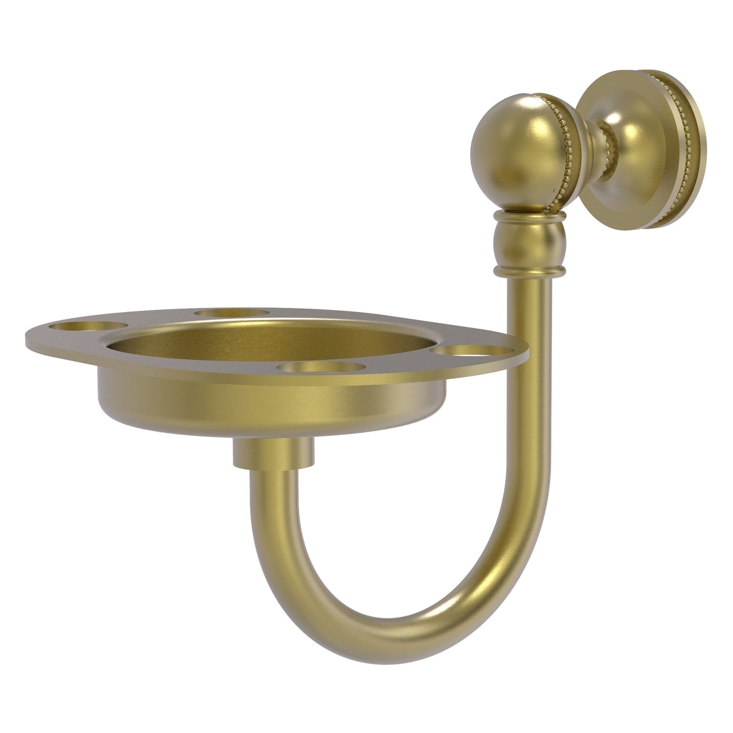 Allied Brass Mambo 4.5" x 3.5" Satin Brass Solid Brass Tumbler and Toothbrush Holder