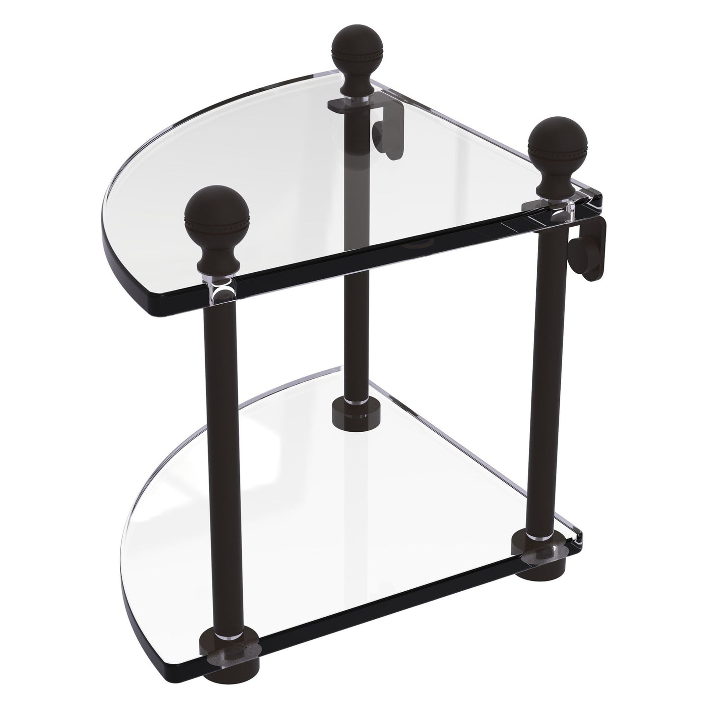 Allied Brass Mambo 8" x 8" Oil Rubbed Bronze Solid Brass 2-Tier Corner Glass Shelf