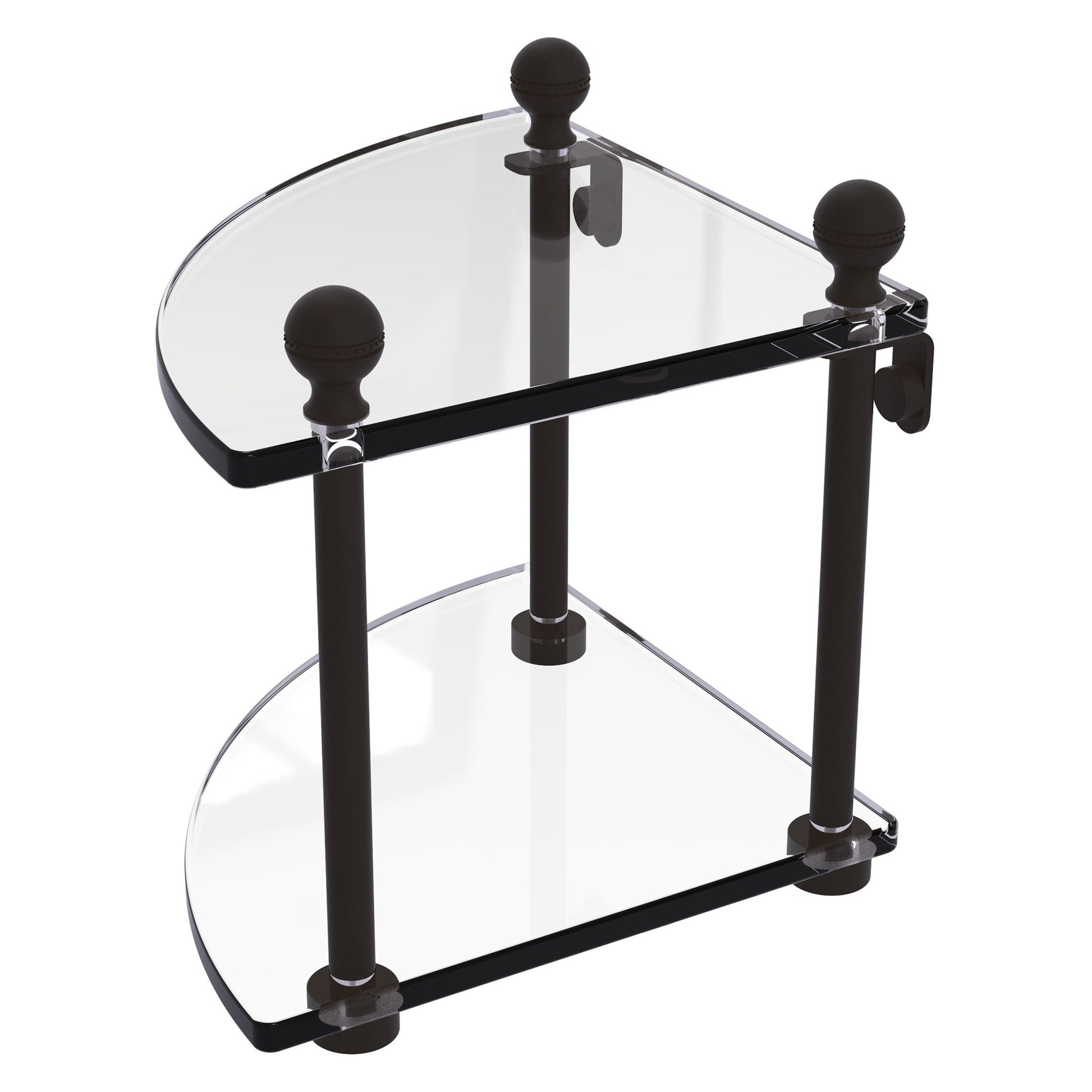 Allied Brass Mambo 8" x 8" Oil Rubbed Bronze Solid Brass 2-Tier Corner Glass Shelf