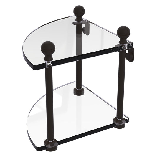 Allied Brass Mambo 8" x 8" Oil Rubbed Bronze Solid Brass 2-Tier Corner Glass Shelf