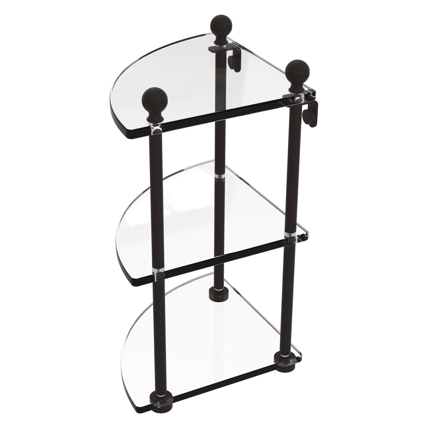 Allied Brass Mambo 8" x 8" Oil Rubbed Bronze Solid Brass 3-Tier Corner Glass Shelf