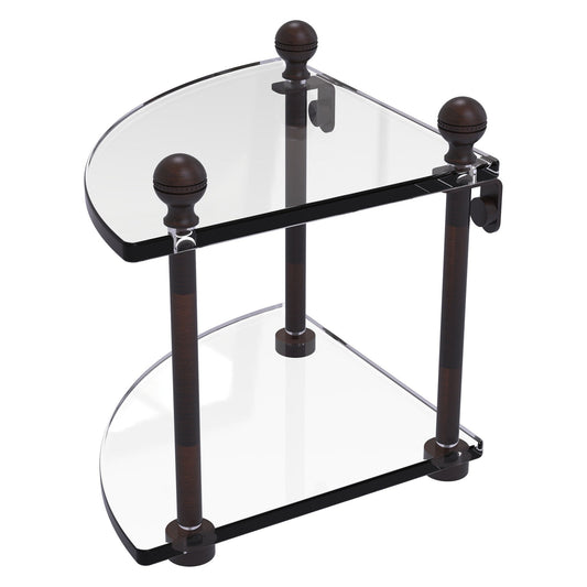 Allied Brass Mambo 8" x 8" Venetian Bronze Solid Brass 2-Tier Corner Glass Shelf