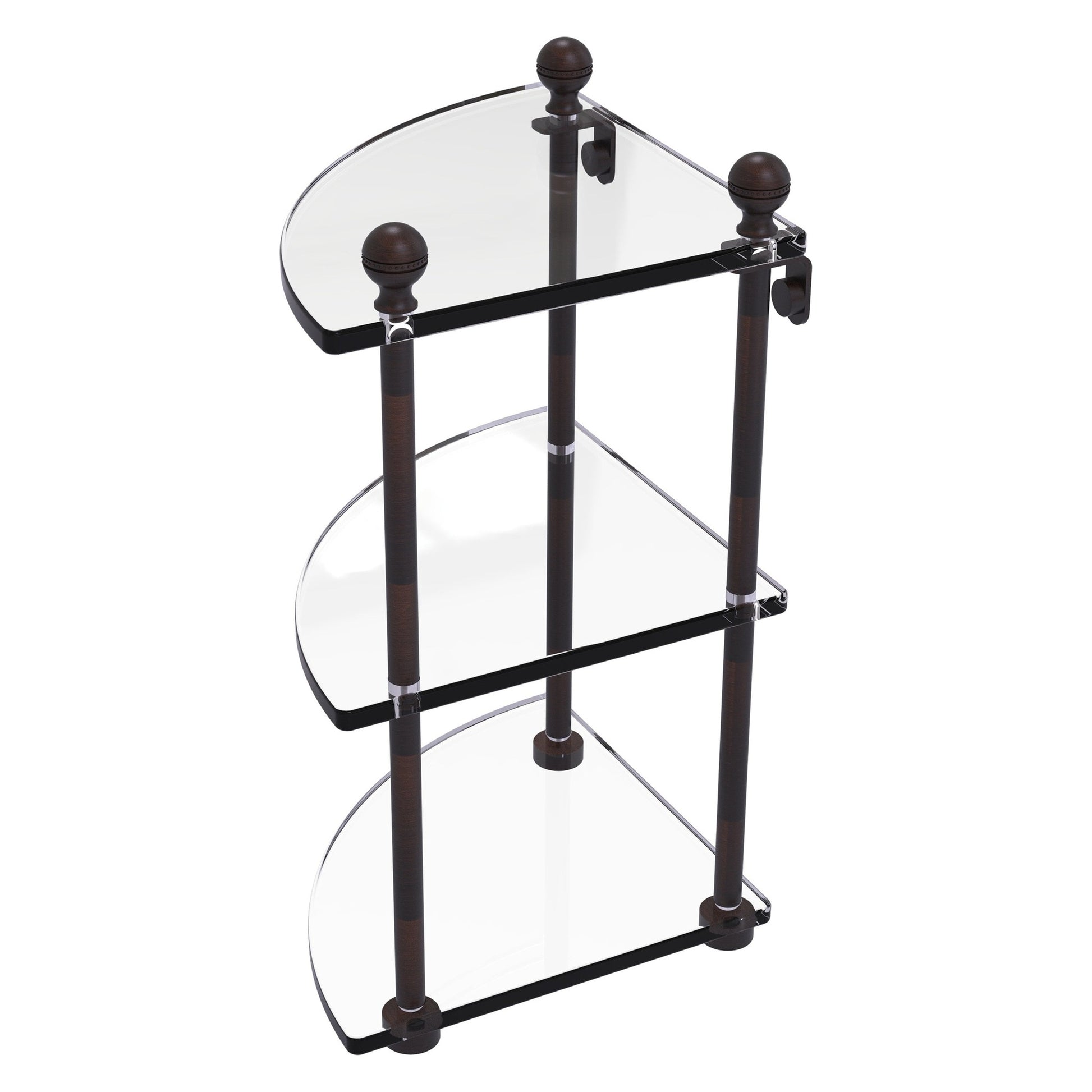 Allied Brass Mambo 8" x 8" Venetian Bronze Solid Brass 3-Tier Corner Glass Shelf