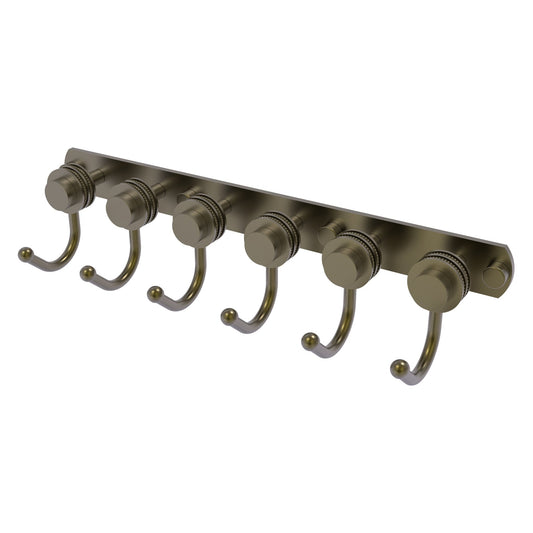 Allied Brass Mercury 15.5" x 4" Antique Brass Solid Brass 6-Position Tie and Belt Rack With Dotted Accent