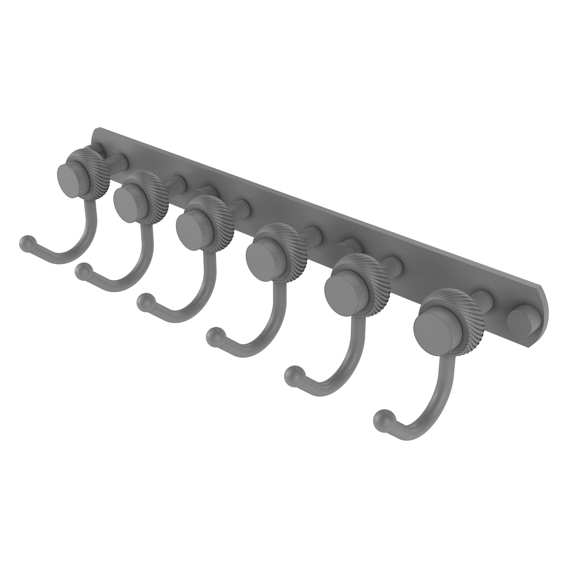 Allied Brass Mercury 15.5" x 4" Matte Gray Solid Brass 6-Position Tie and Belt Rack With Twisted Accent