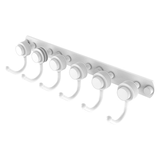 Allied Brass Mercury 15.5" x 4" Matte White Solid Brass 6-Position Tie and Belt Rack With Grooved Accent