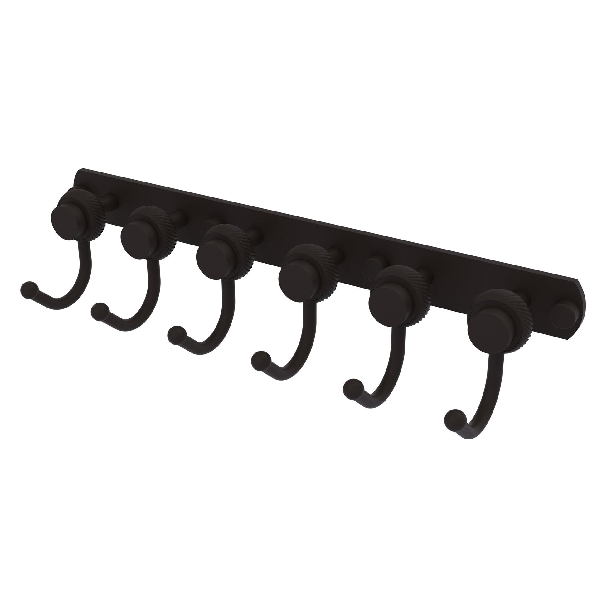 Allied Brass Mercury 15.5" x 4" Oil Rubbed Bronze Solid Brass 6-Position Tie and Belt Rack With Twisted Accent