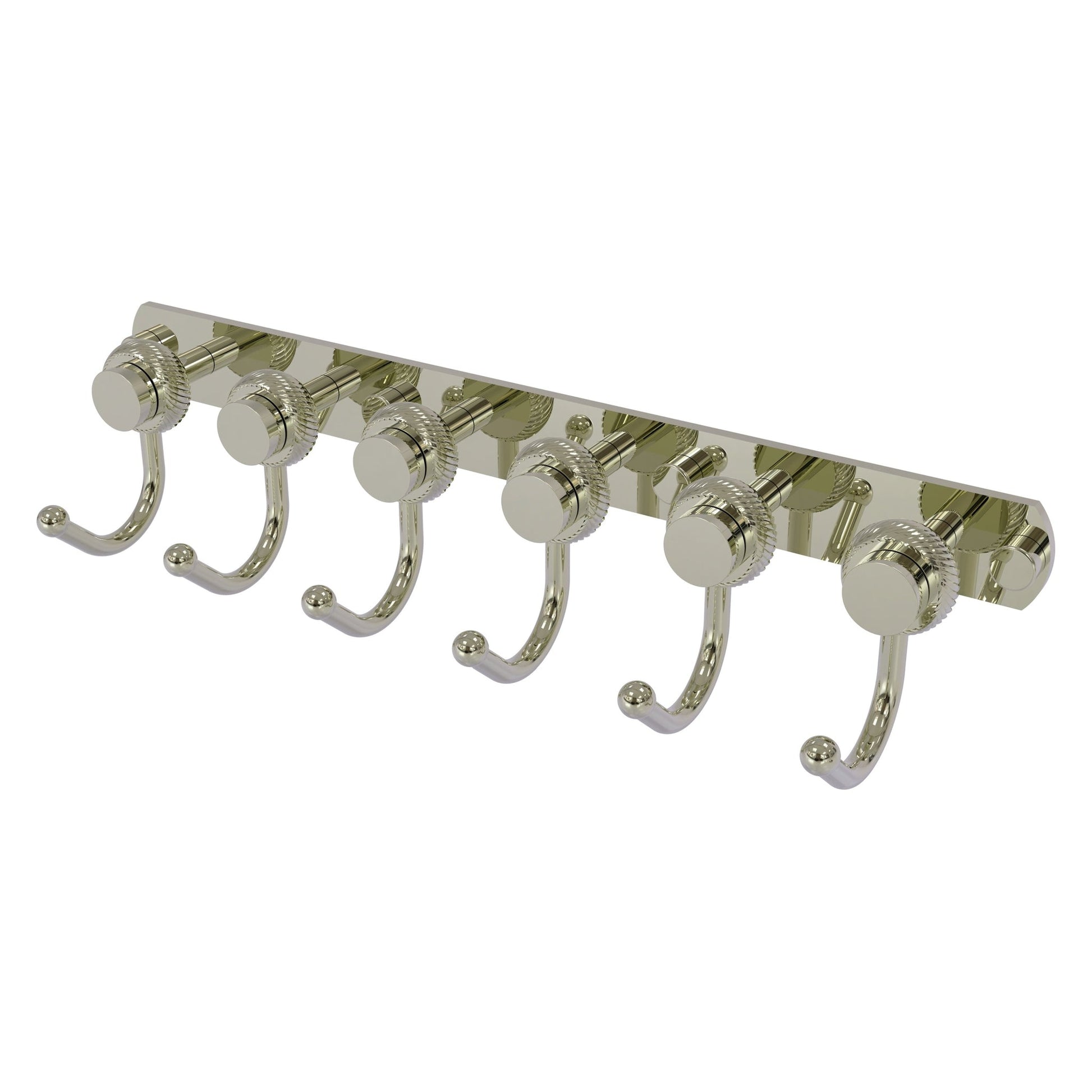 Allied Brass Mercury 15.5" x 4" Polished Nickel Solid Brass 6-Position Tie and Belt Rack With Twisted Accent