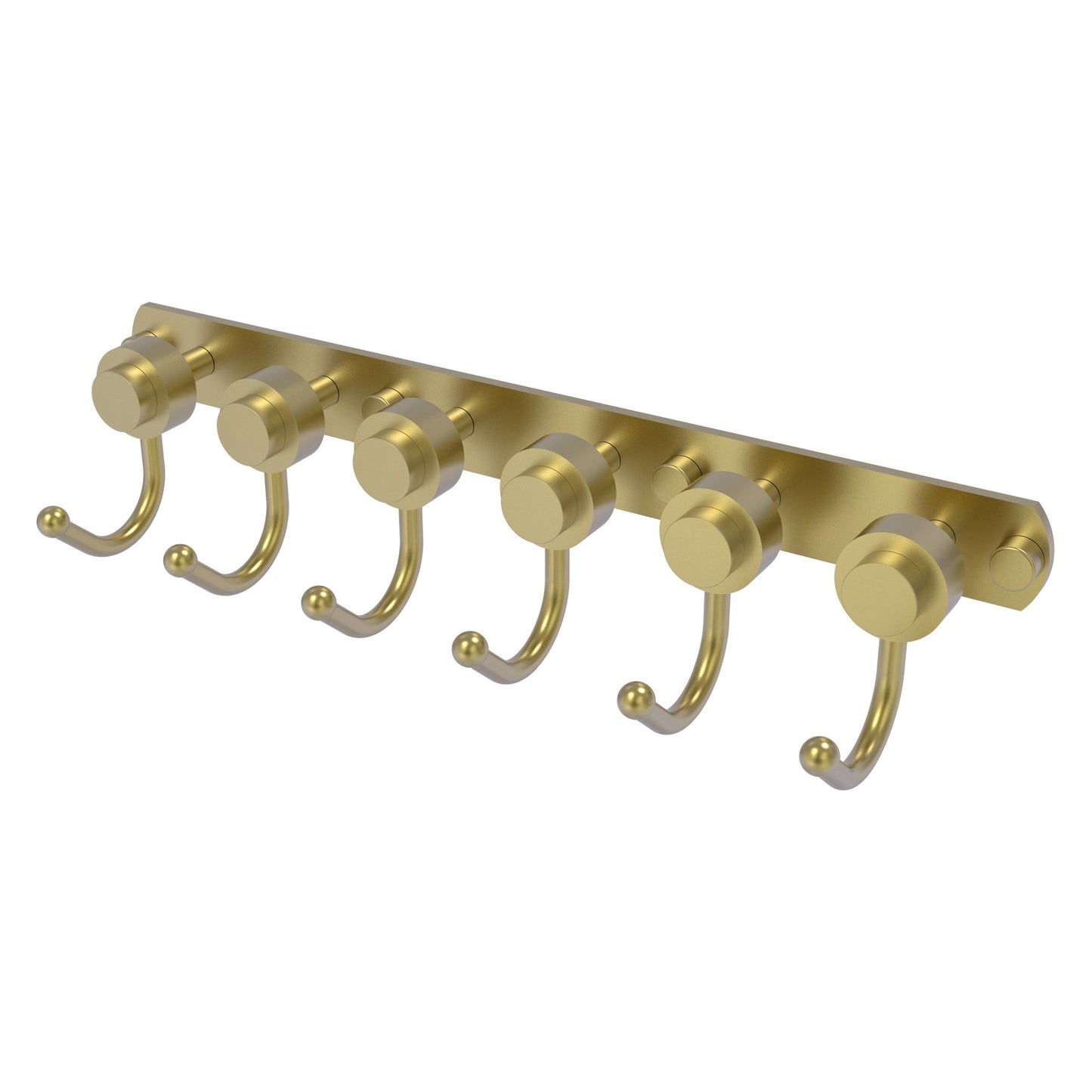 Allied Brass Mercury 15.5" x 4" Satin Brass Solid Brass 6-Position Tie and Belt Rack With Smooth Accent