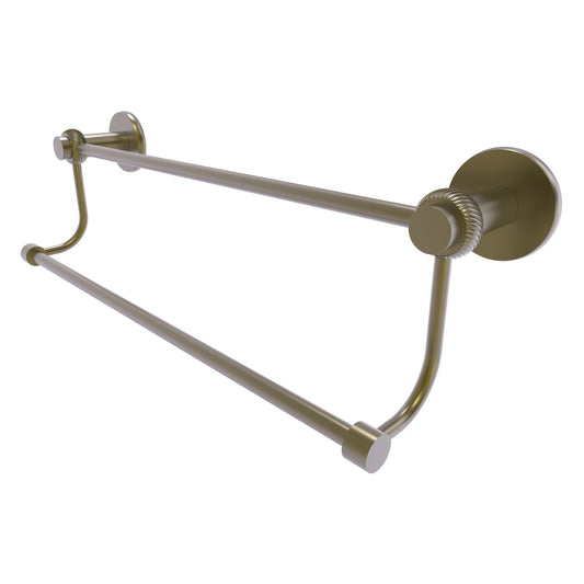 Allied Brass Mercury 18" x 20.5" Antique Brass Solid Brass Double Towel Bar With Twist Accents