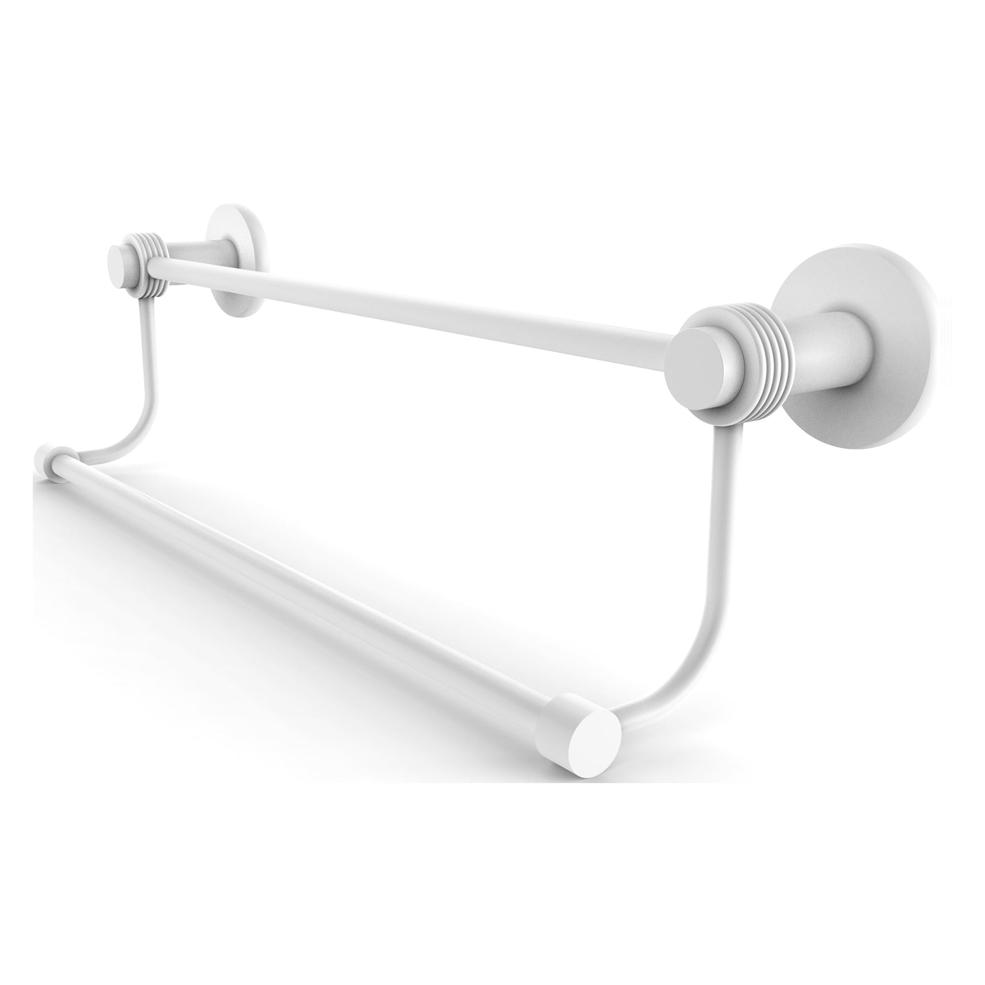 Allied Brass Mercury 18" x 20.5" Matte White Solid Brass Double Towel Bar With Grooved Accents