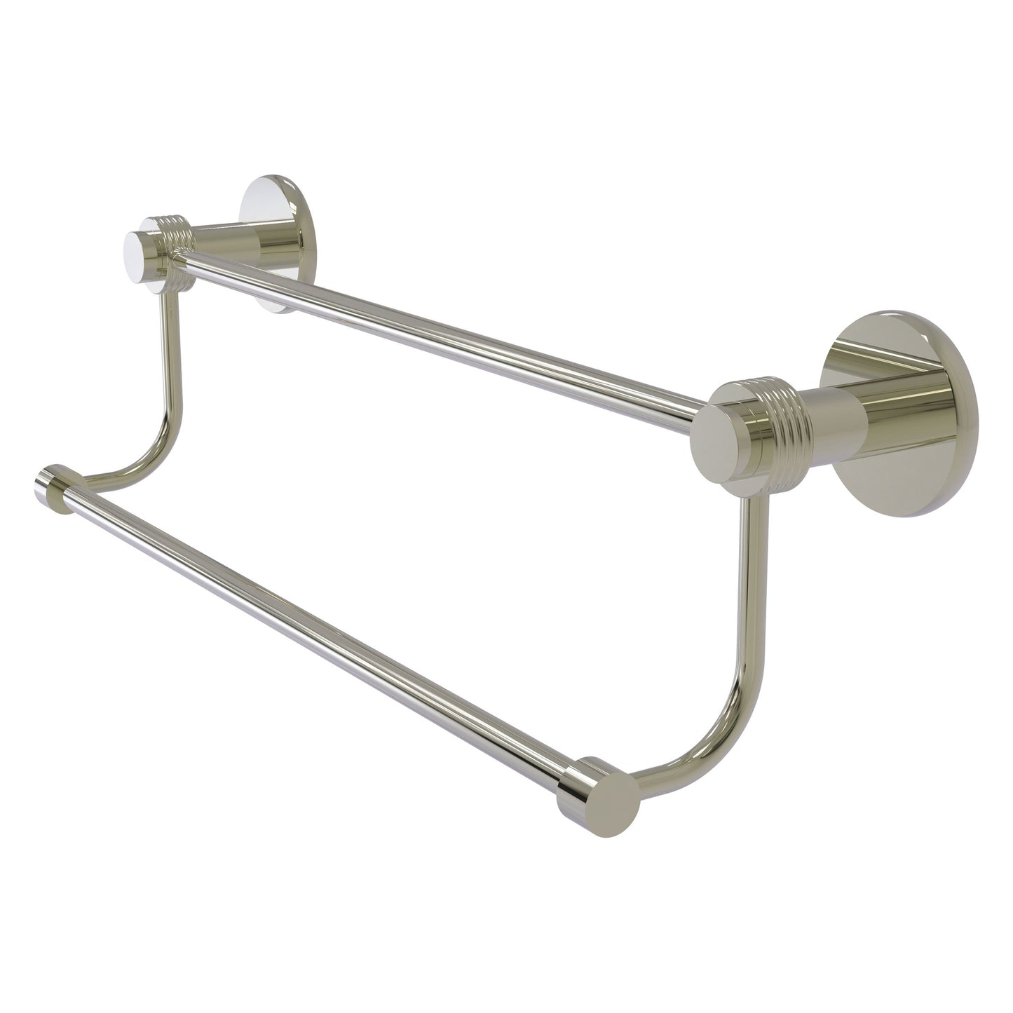 Allied Brass Mercury 18" x 20.5" Polished Nickel Solid Brass Double Towel Bar With Grooved Accents