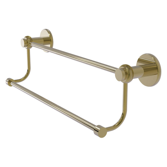 Allied Brass Mercury 18" x 20.5" Unlacquered Brass Solid Brass Double Towel Bar With Twist Accents