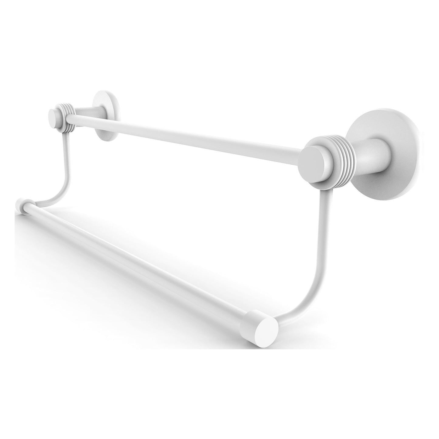 Allied Brass Mercury 24" x 26.5" Matte White Solid Brass Double Towel Bar With Grooved Accents