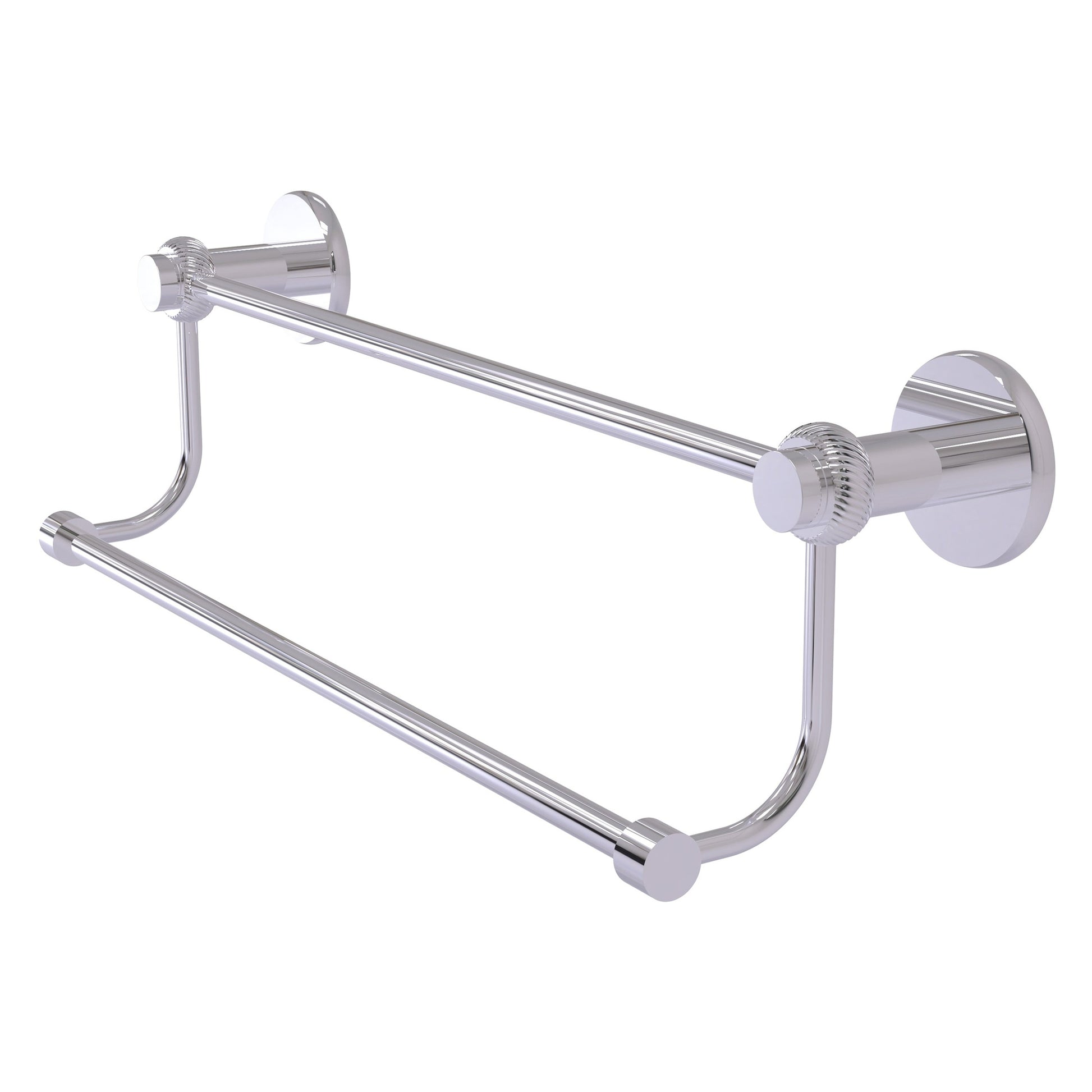 Allied Brass Mercury 24" x 26.5" Polished Chrome Solid Brass Double Towel Bar With Twist Accents