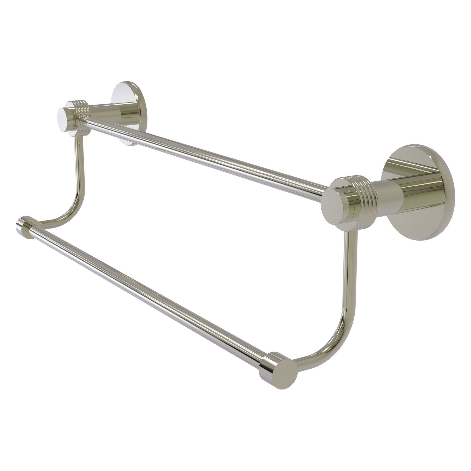 Allied Brass Mercury 24" x 26.5" Polished Nickel Solid Brass Double Towel Bar With Grooved Accents