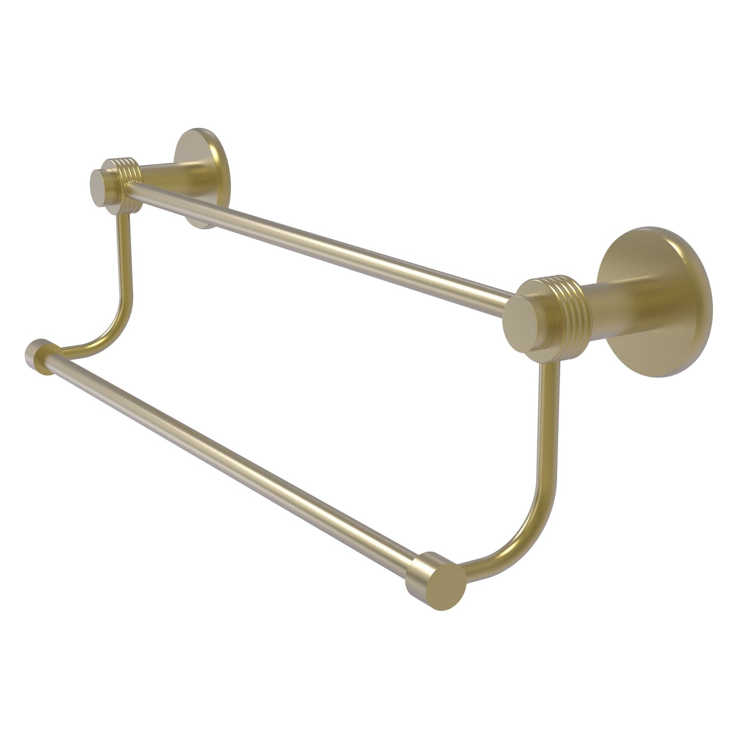 Allied Brass Mercury 24" x 26.5" Satin Brass Solid Brass Double Towel Bar With Grooved Accents