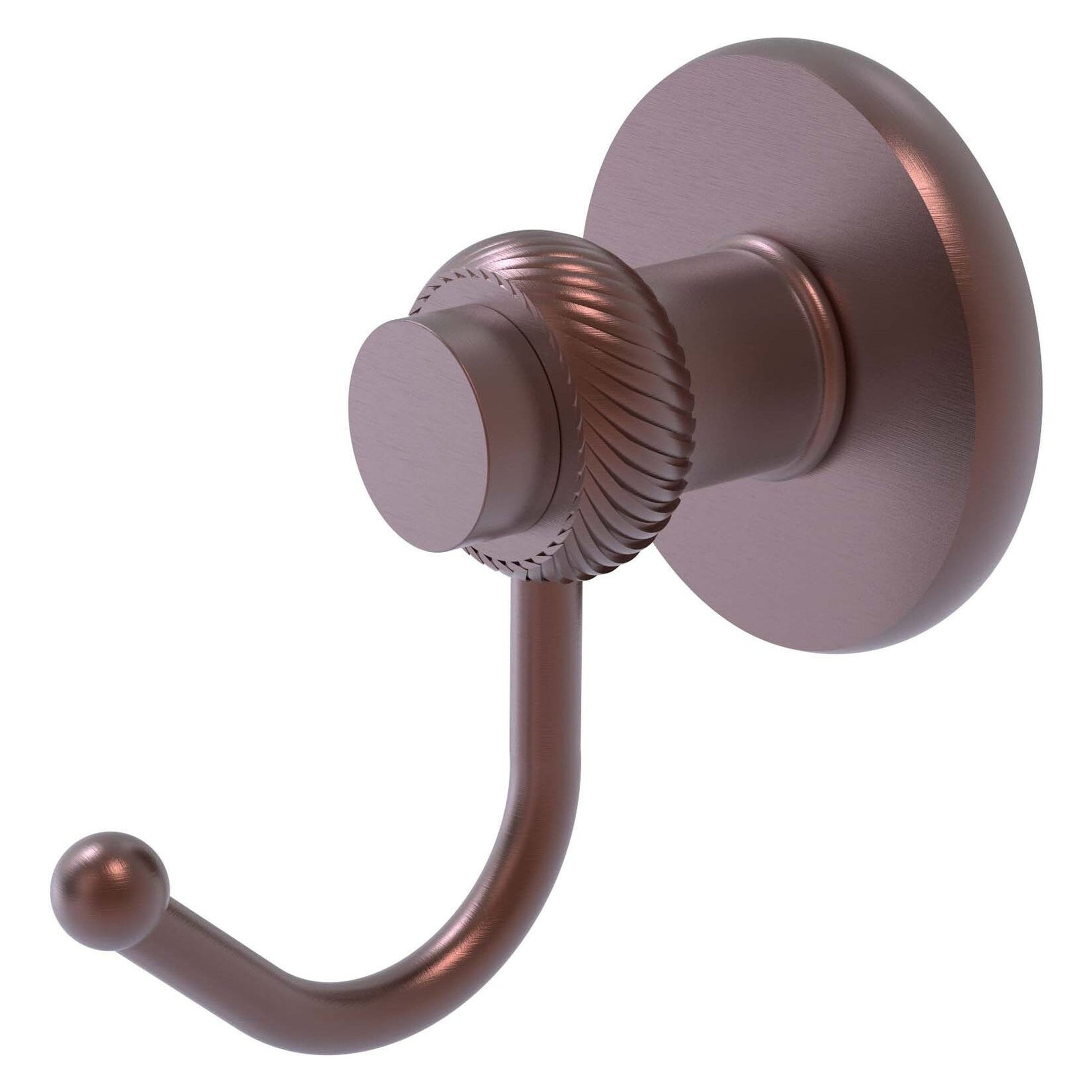 Allied Brass Mercury 2.8" x 4.1" Antique Copper Solid Brass Robe Hook With Twisted Accents