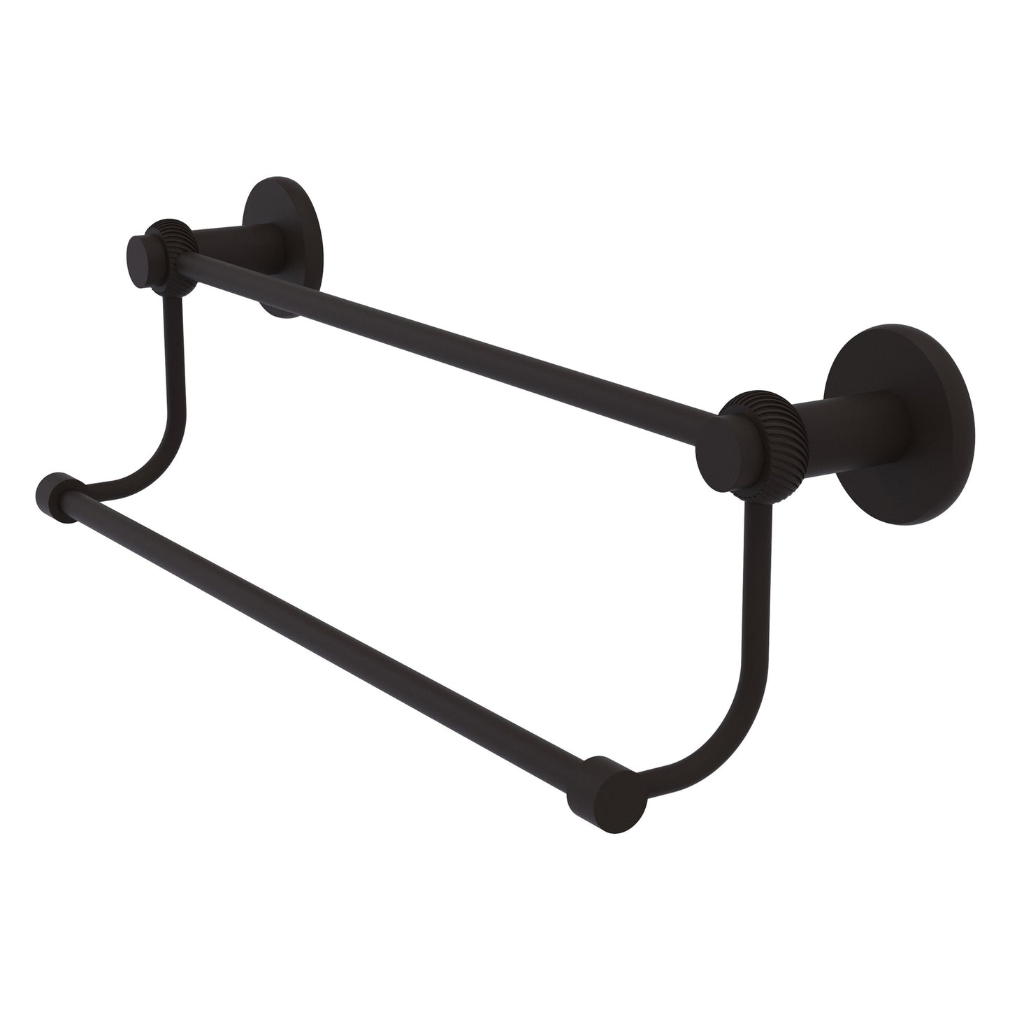 Allied Brass Mercury 30" x 32.5" Oil Rubbed Bronze Solid Brass Double Towel Bar With Twist Accents