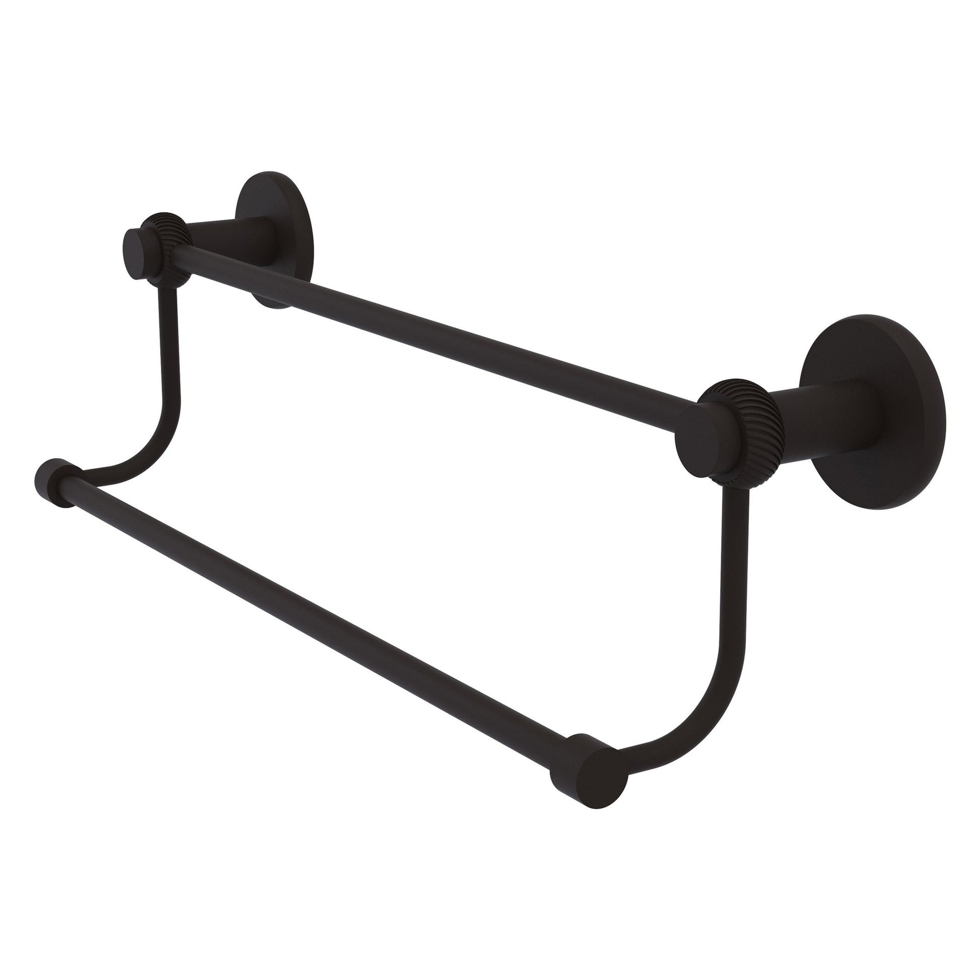Allied Brass Mercury 30" x 32.5" Oil Rubbed Bronze Solid Brass Double Towel Bar With Twist Accents