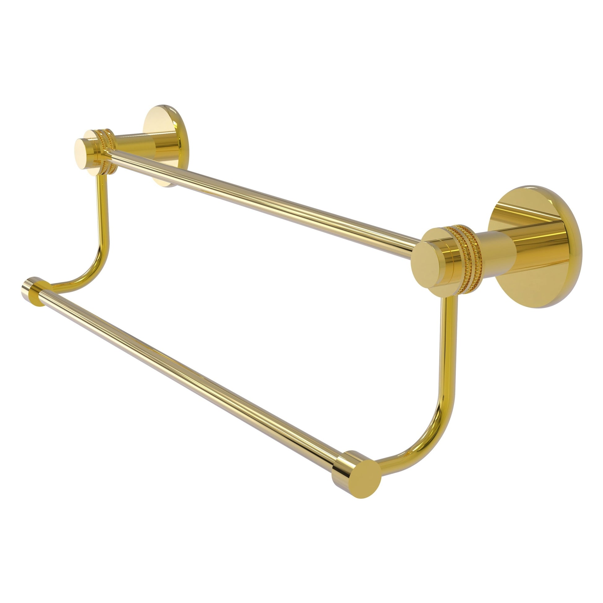 Allied Brass Mercury 30" x 32.5" Polished Brass Solid Brass Double Towel Bar With Dotted Accents