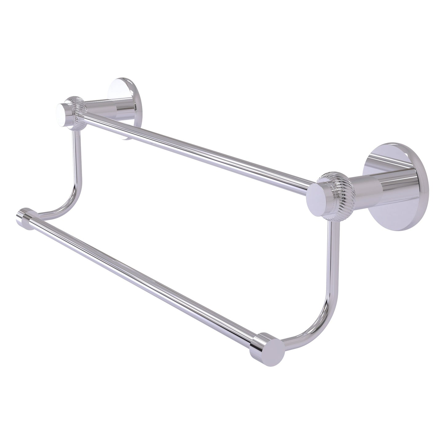 Allied Brass Mercury 30" x 32.5" Polished Chrome Solid Brass Double Towel Bar With Twist Accents