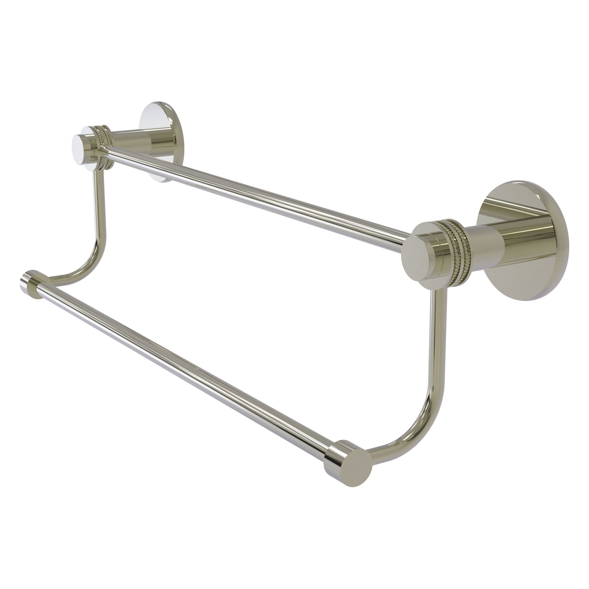 Allied Brass Mercury 30" x 32.5" Polished Nickel Solid Brass Double Towel Bar With Dotted Accents