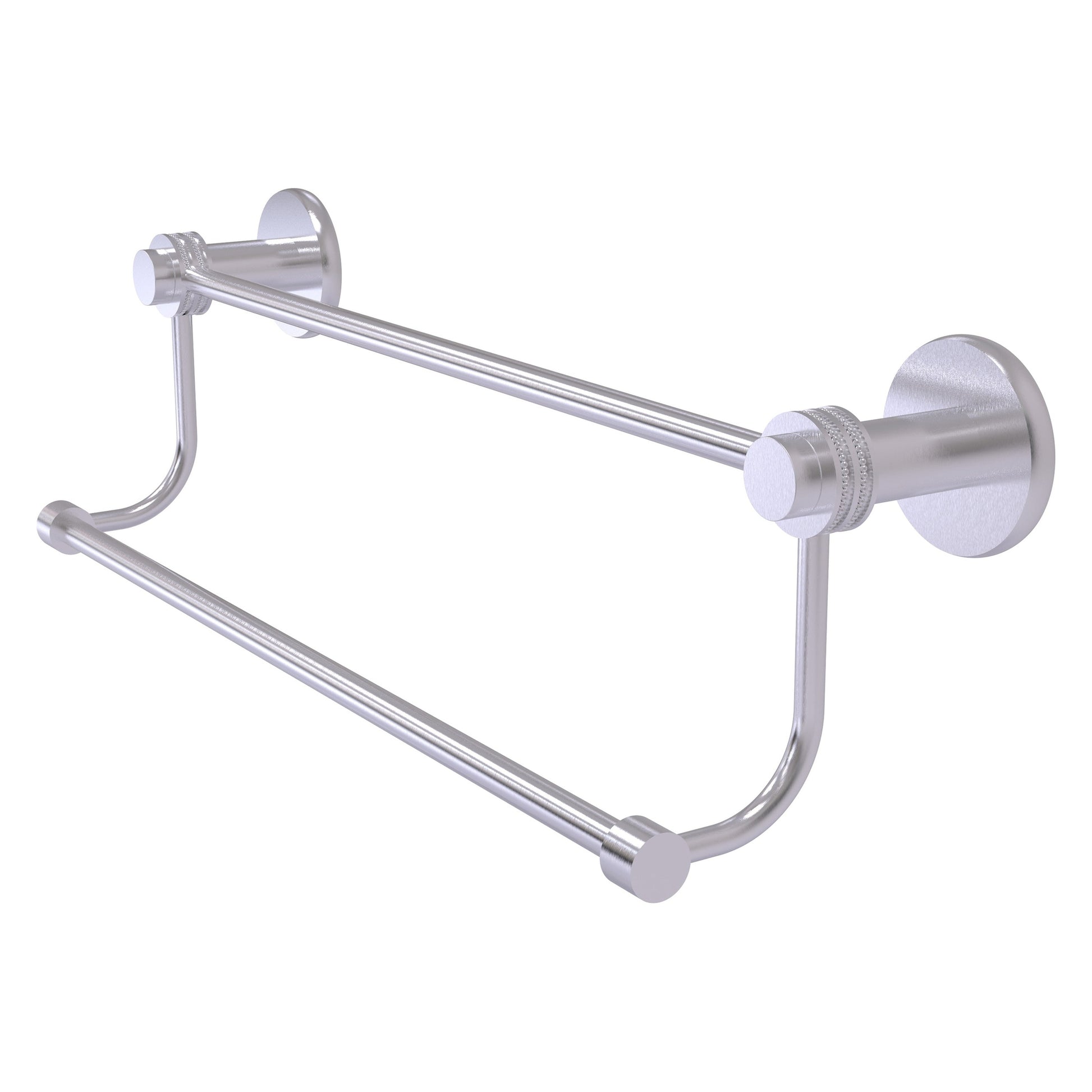 Allied Brass Mercury 30" x 32.5" Satin Chrome Solid Brass Double Towel Bar With Dotted Accents