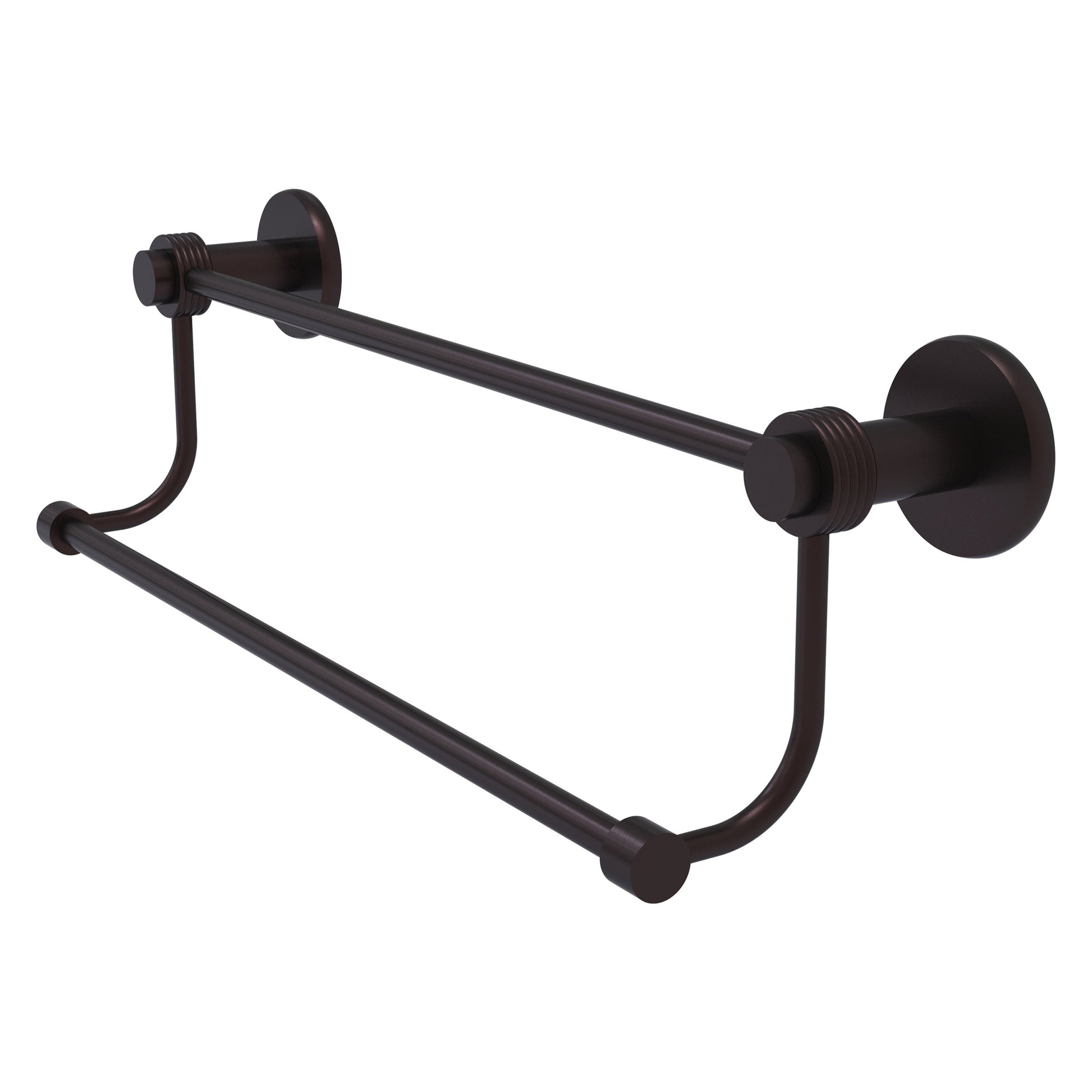 Allied Brass Mercury 36" x 38.5" Antique Bronze Solid Brass Double Towel Bar With Grooved Accents