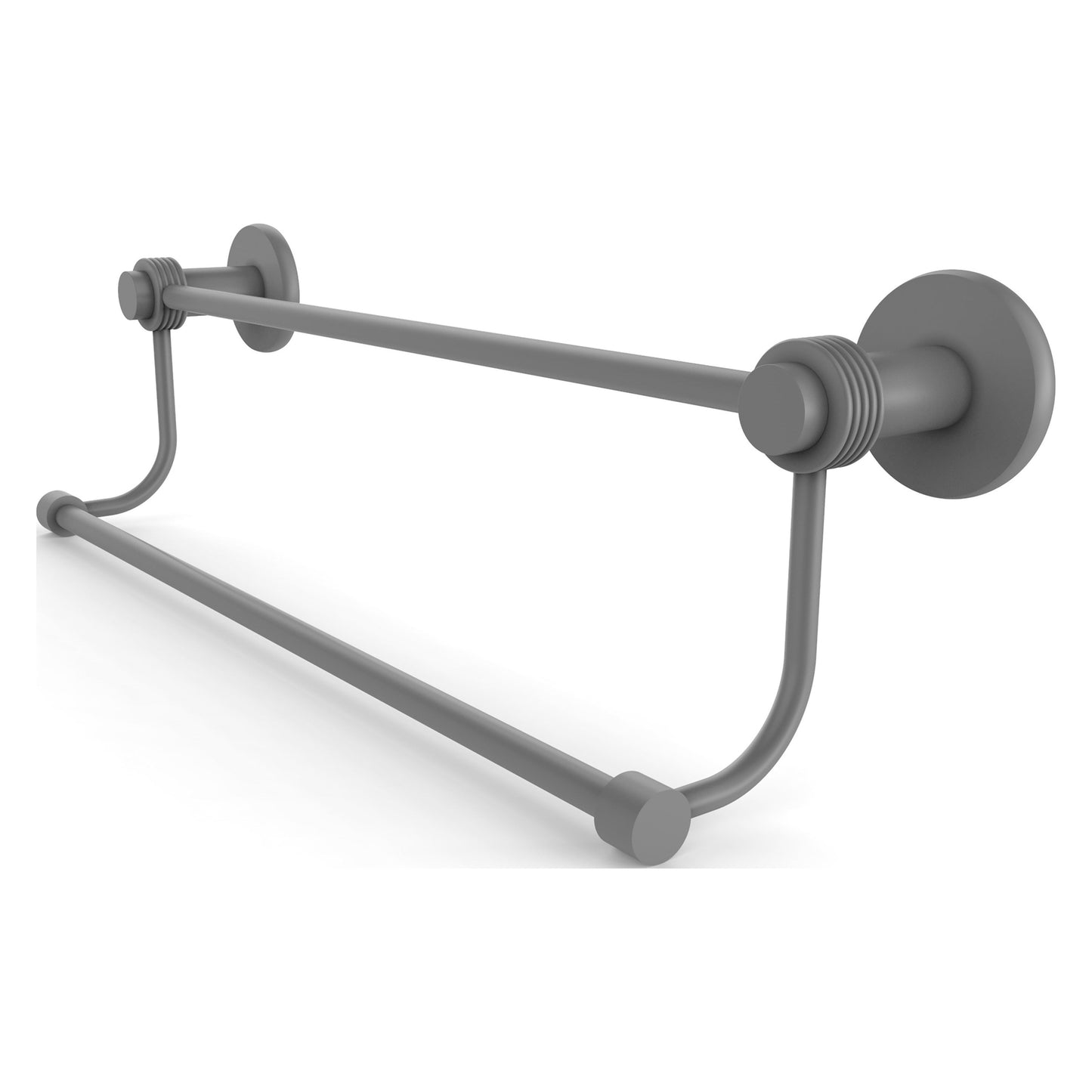 Allied Brass Mercury 36" x 38.5" Matte Gray Solid Brass Double Towel Bar With Grooved Accents