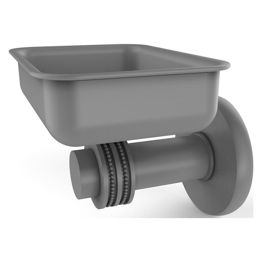 Allied Brass Mercury 4.5" x 3.5" Matte Gray Solid Brass Wall-Mounted Soap Dish With Dotted Accent