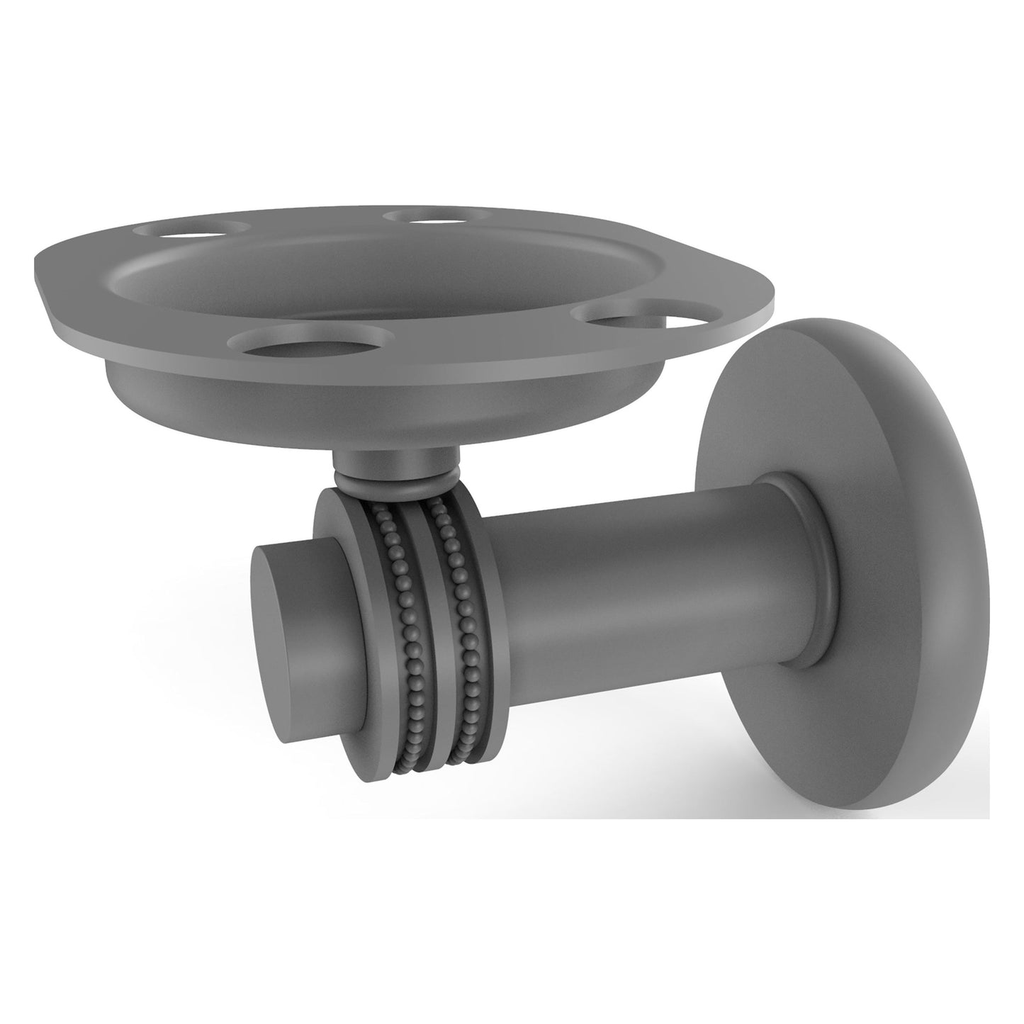 Allied Brass Mercury 5" x 4" Matte Gray Solid Brass Tumbler and Toothbrush Holder With Dotted Accent