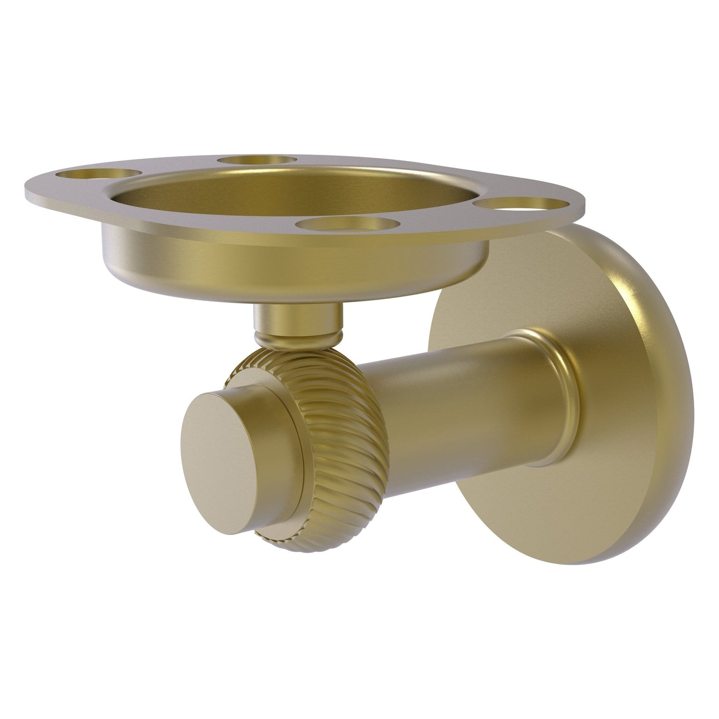 Allied Brass Mercury 5" x 4" Satin Brass Solid Brass Tumbler and Toothbrush Holder With Twisted Accent