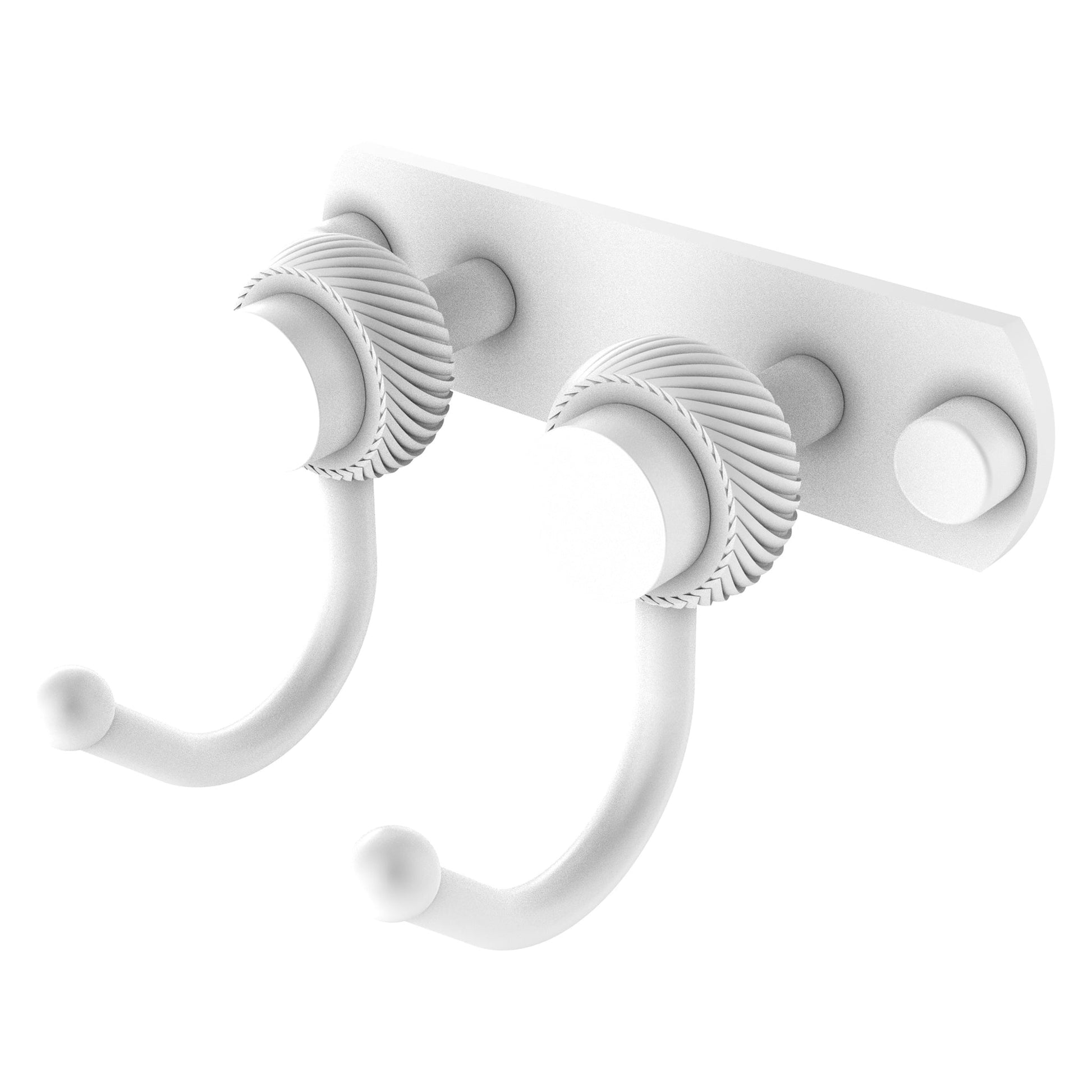Allied Brass Mercury 5.5" x 4" Matte White Solid Brass 2-Position Multi-Hook With Twisted Accent