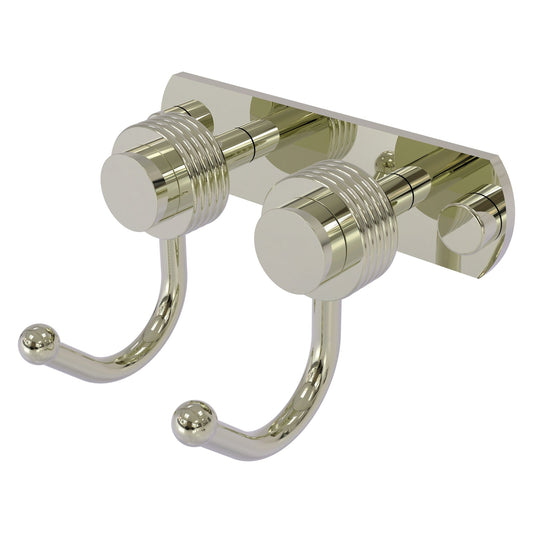 Allied Brass Mercury 5.5" x 4" Polished Nickel Solid Brass 2-Position Multi-Hook With Grooved Accent