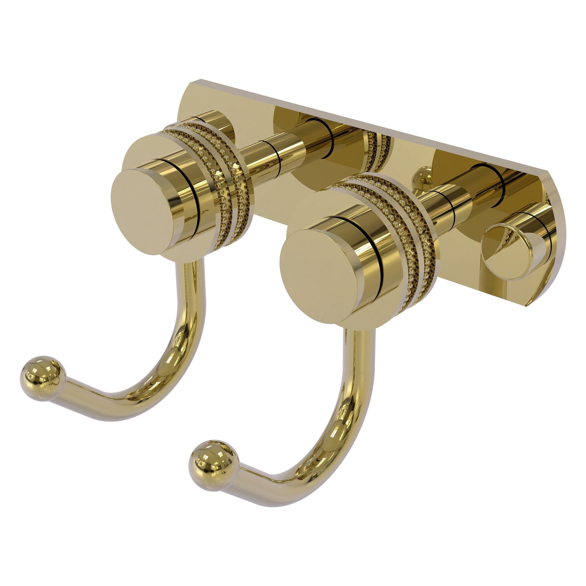 Allied Brass Mercury 5.5" x 4" Unlacquered Brass Solid Brass 2-Position Multi-Hook With Dotted Accent
