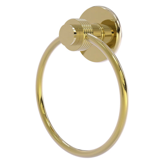 Allied Brass Mercury 6" x 2" Unlacquered Brass Solid Brass Towel Ring With Grooved Accent