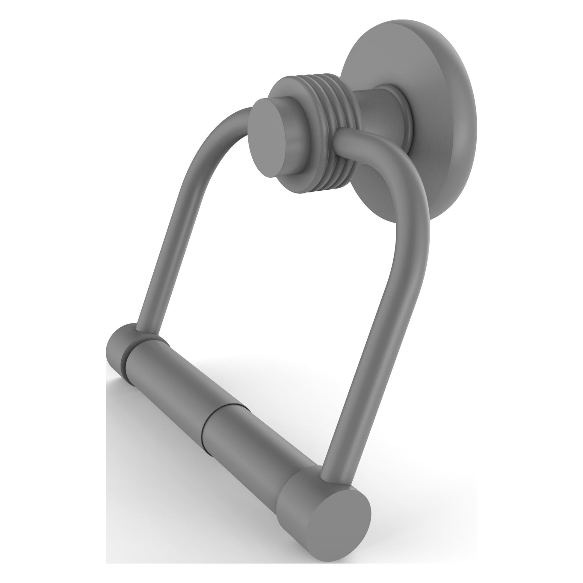Allied Brass Mercury 6" x 6" Matte Gray Solid Brass 2-Post Toilet Tissue Holder With Grooved Accent