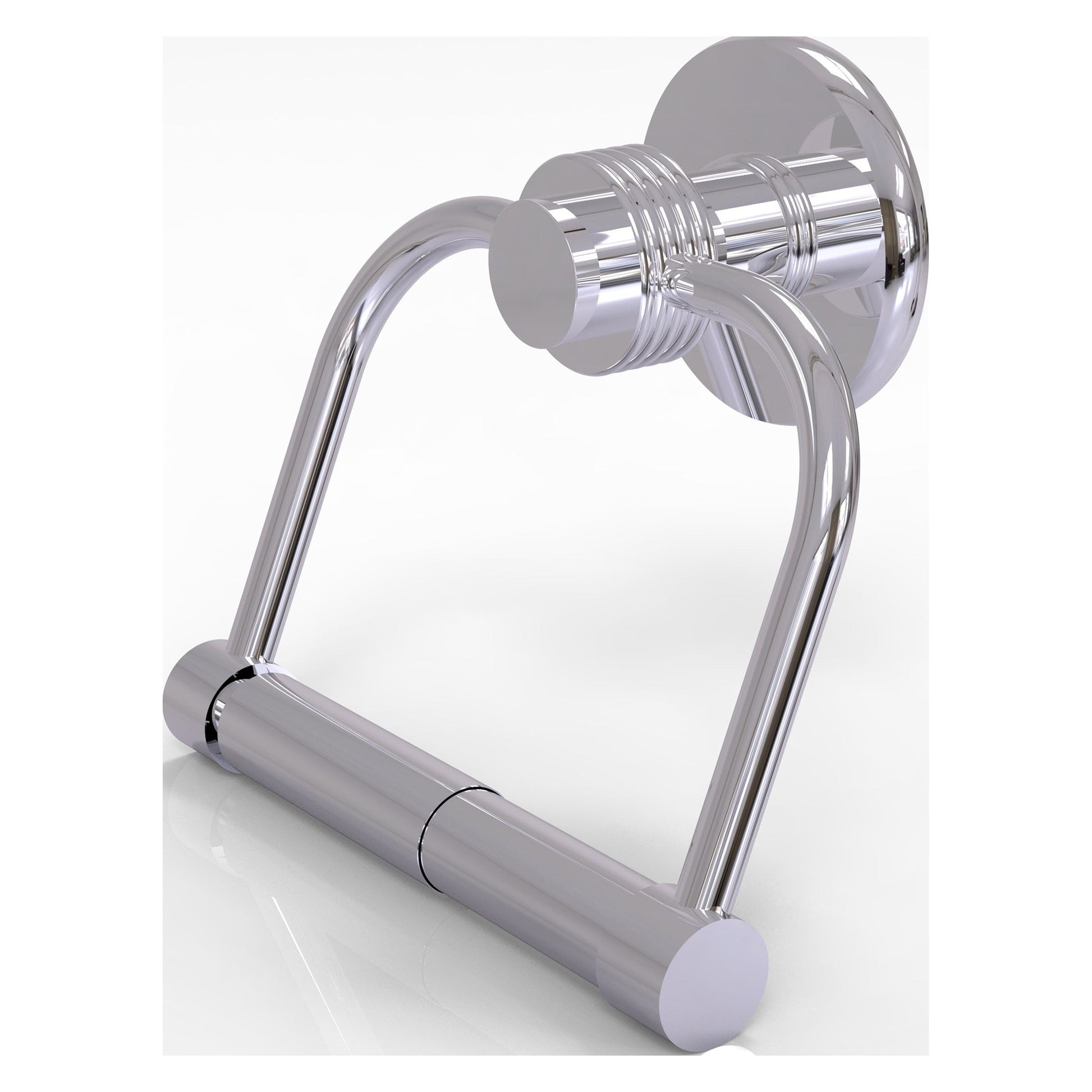 Allied Brass Mercury 6" x 6" Polished Chrome Solid Brass 2-Post Toilet Tissue Holder With Grooved Accent