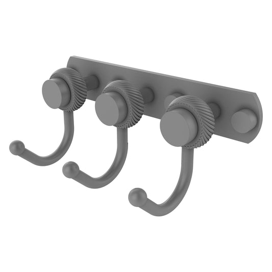 Allied Brass Mercury 8" x 4" Matte Gray Solid Brass 3-Position Multi-Hook With Twisted Accent