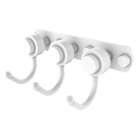 Allied Brass Mercury 8" x 4" Matte White Solid Brass 3-Position Multi-Hook With Smooth Accent